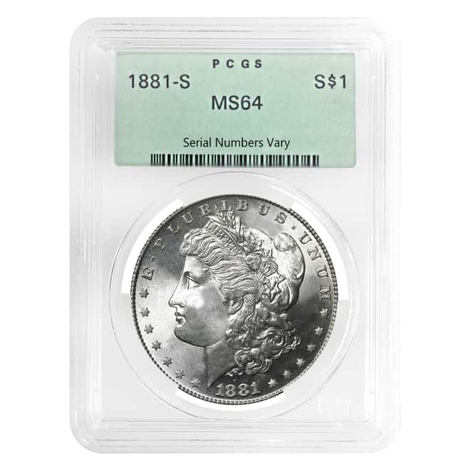 1881-S Silver Morgan Dollar PCGS MS 64 OGH