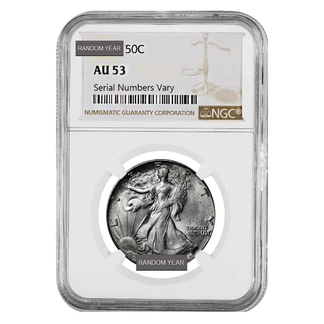 Walking Liberty Half Dollar 90% Silver NGC AU 53 (Random Year)