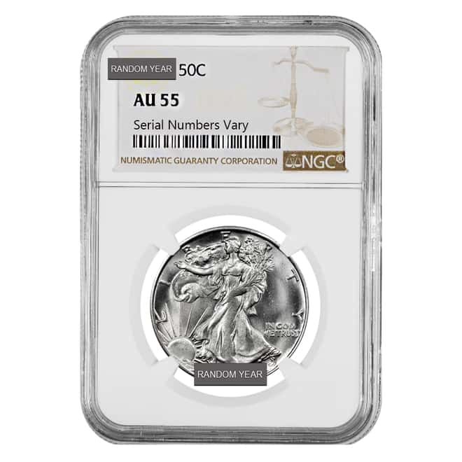Walking Liberty Half Dollar 90% Silver NGC AU 55 (Random Year)