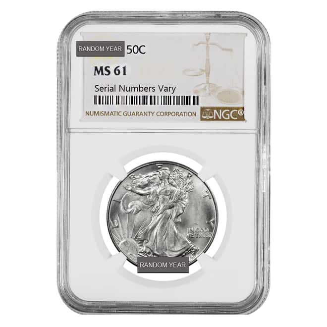 Walking Liberty Half Dollar 90% Silver NGC MS 61 (Random Year)