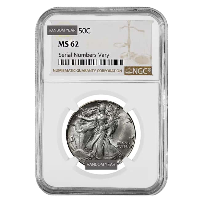 Walking Liberty Half Dollar 90% Silver NGC MS 62 (Random Year)