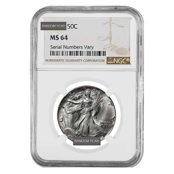 Walking Liberty Half Dollar 90% Silver NGC MS 64 (Random Year)
