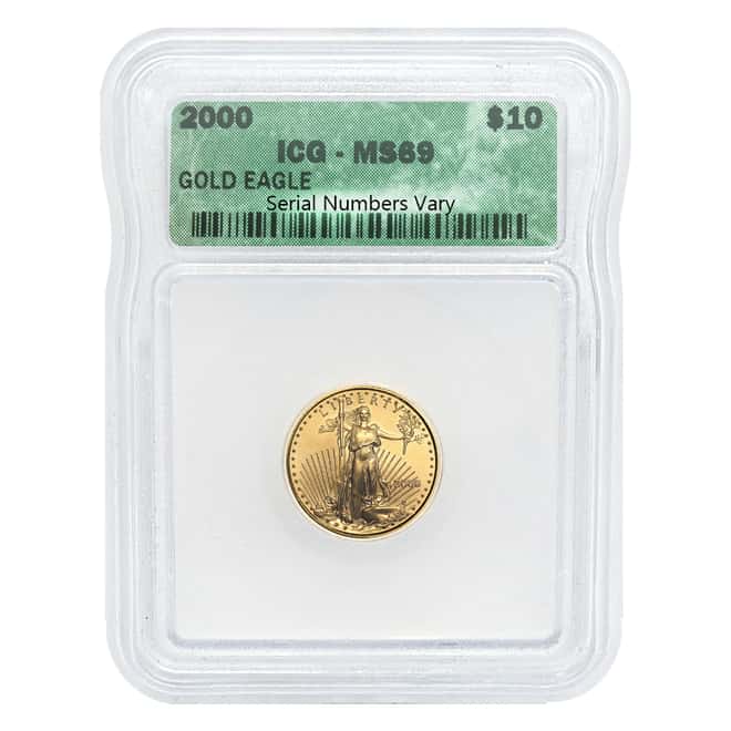 2000 1/4 oz $10 Gold American Eagle ICG MS 69