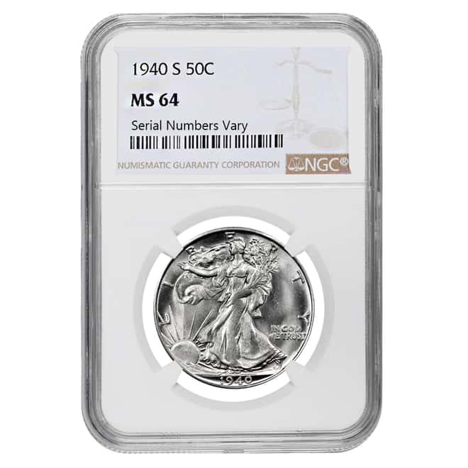 1940 S Walking Liberty Half Dollar 90% Silver NGC MS 64