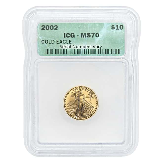2002 1/4 oz $10 Gold American Eagle ICG MS 70