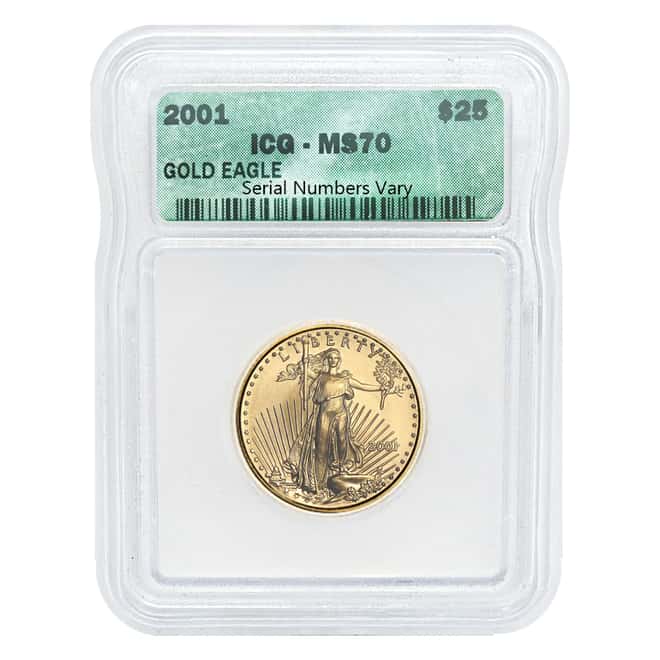 2001 1/2 oz $25 Gold American Eagle ICG MS 70