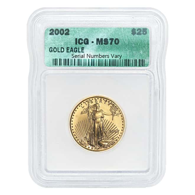 2002 1/2 oz $25 Gold American Eagle ICG MS 70
