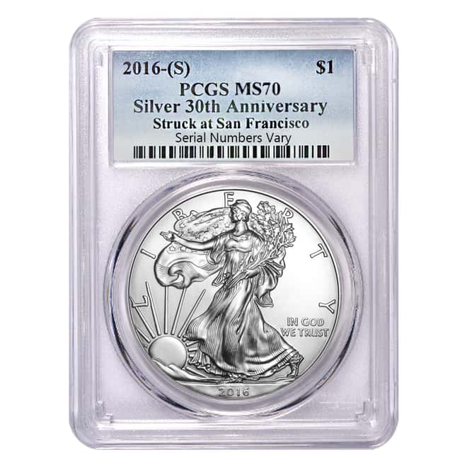 2016 (S) 1 oz Silver American Eagle $1 Coin PCGS MS 70