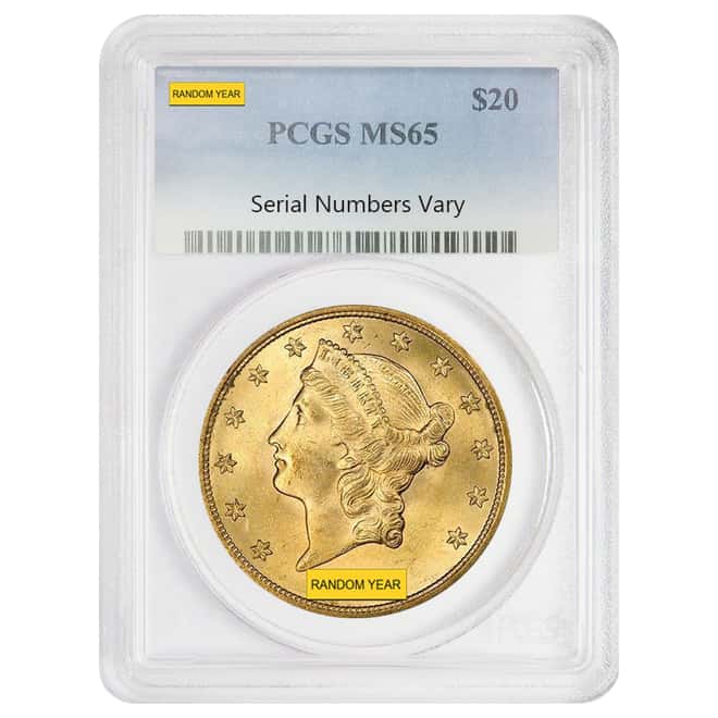 $20 Gold Double Eagle Liberty Head PCGS MS 65 (Random Year)