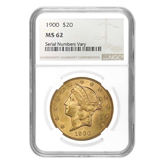 1900 $20 Liberty Head Double Eagle Gold Coin NGC MS 62