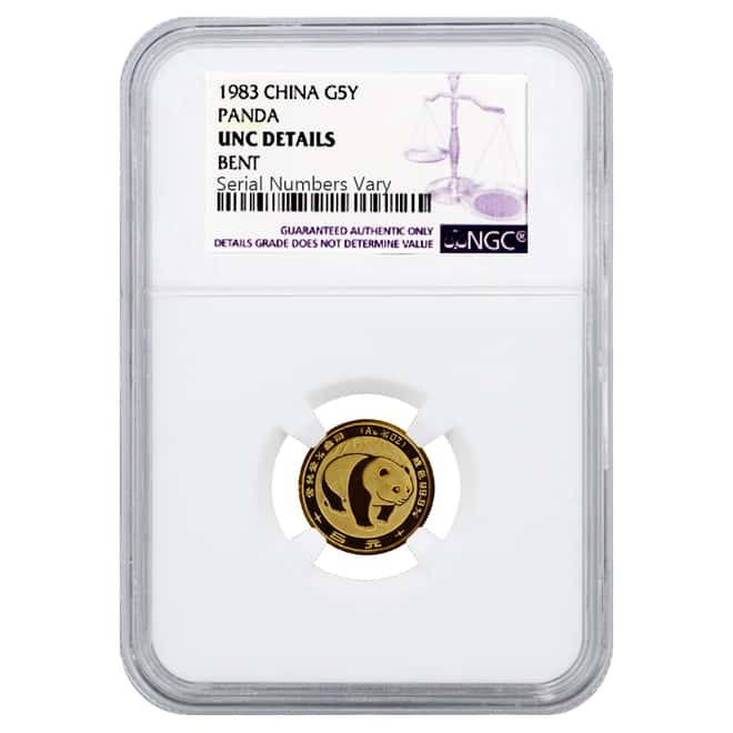 1983 1/20 oz China Gold Panda 5 Yuan NGC UNC Details