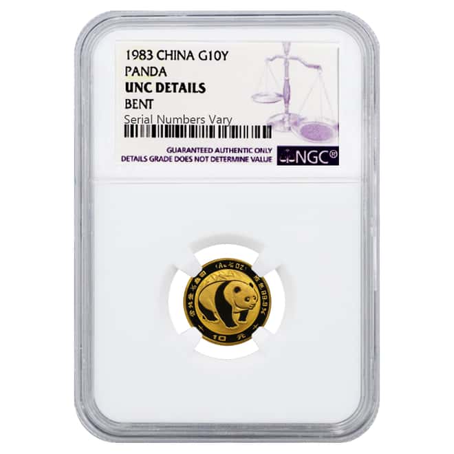 1983 1/10 oz China Gold Panda 10 Yuan NGC UNC Details