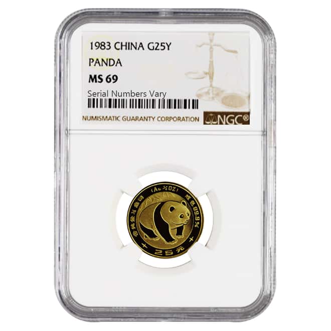 1983 1/4 oz Chinese Gold Panda 25 Yuan NGC MS 69