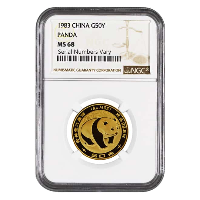 1983 1/2 oz Gold China Panda 50 Yuan NGC MS 68