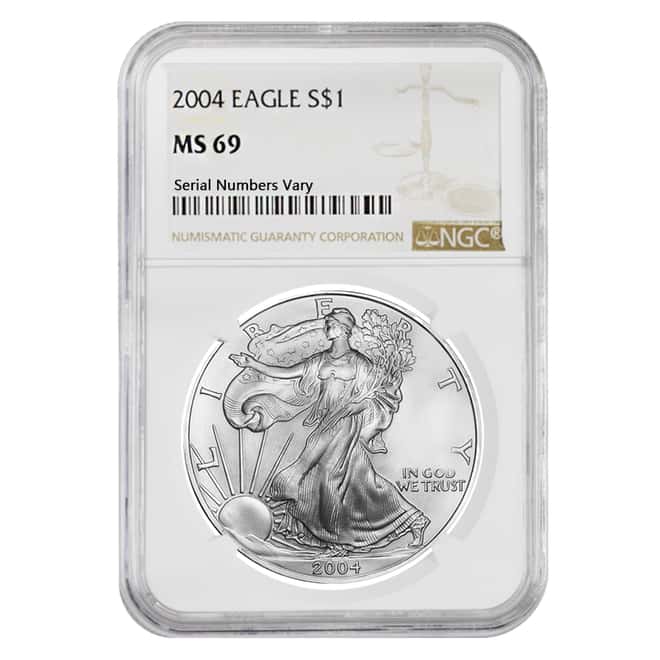 2004 1 oz Silver American Eagle $1 Coin NGC MS 69