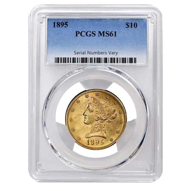 1895 $10 Liberty Head Gold Eagle Coin PCGS MS 61