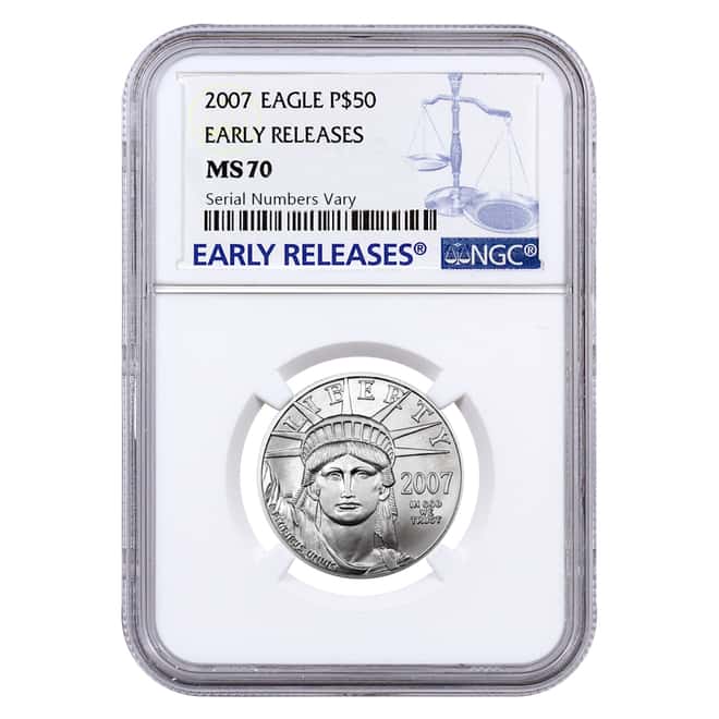 2007 1/2 oz $50 Platinum American Eagle NGC MS 70 Early Releases