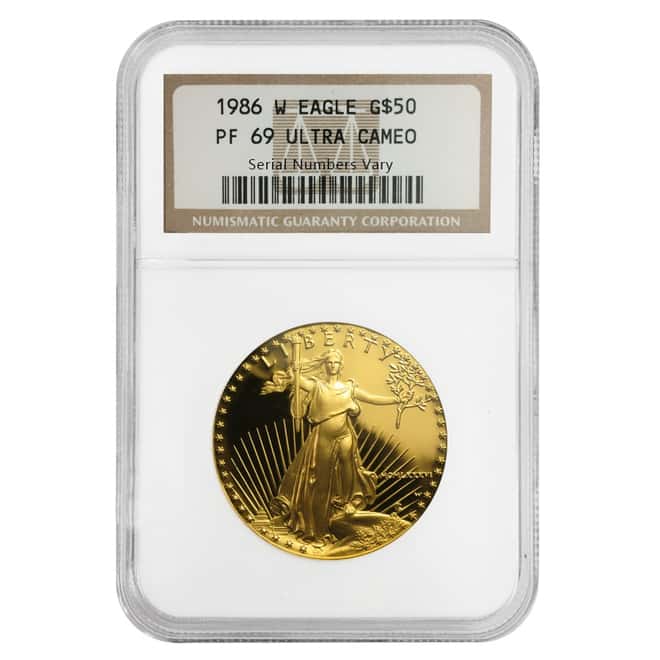 1986 W 1 oz $50 Proof Gold American Eagle NGC PF 69 UCAM (MCMLXXXVI)