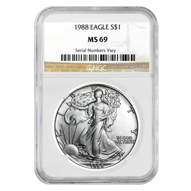 1988 1 oz Silver American Eagle $1 Coin NGC MS 69