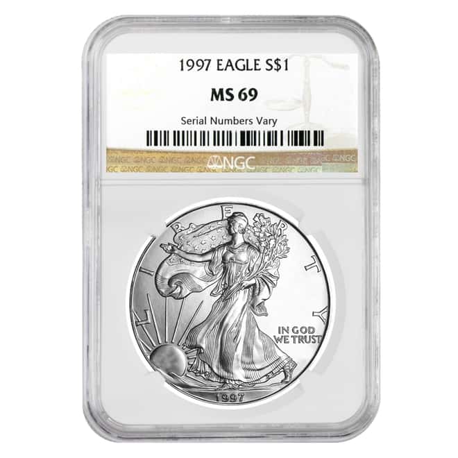 1997 1 oz Silver American Eagle $1 Coin NGC MS 69