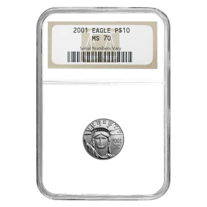 2001 1/10 oz $10 Platinum American Eagle NGC MS 70
