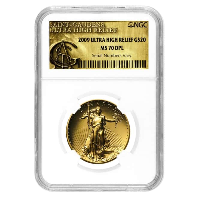 2009 1 oz $20 Ultra High Relief Saint-Gaudens Gold Double Eagle NGC MS 70 DPL