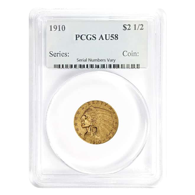 1910 $2.5 Gold Quarter Eagle Indian Head PCGS AU 58