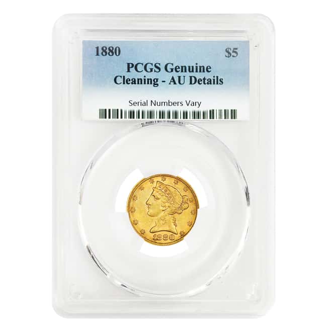 1880 $5 Liberty Head Half Eagle Gold Coin PCGS AU Details