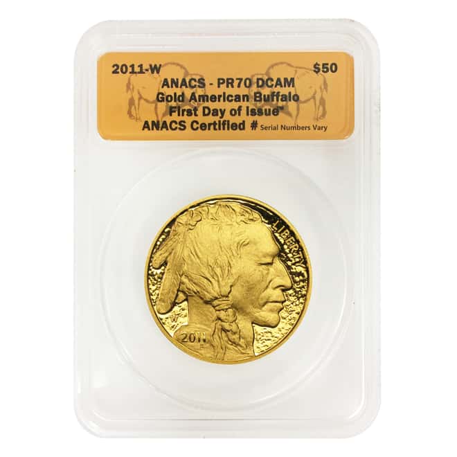 2011 W 1 oz Proof Gold Buffalo $50 Coin ANACS PR 70 DCAM First Day of Issue