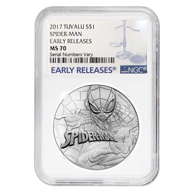 2017 1 oz Tuvalu Spiderman Marvel Series Silver Coin NGC MS 70 Early Releases