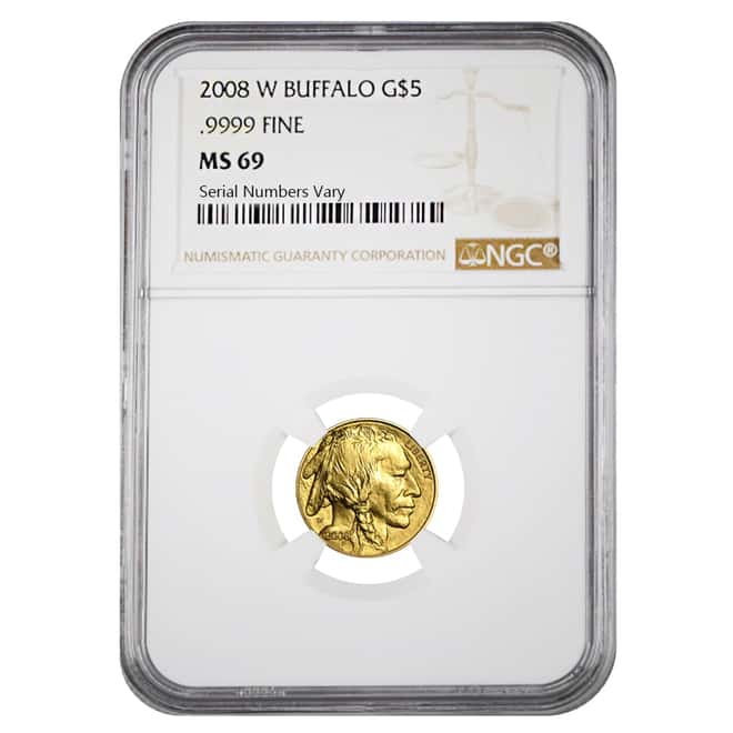 2008 W 1/10 oz $5 Gold Buffalo NGC MS 69