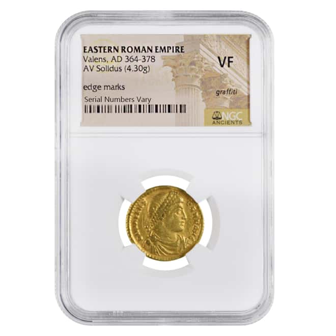 Eastern Roman Empire Gold Solidus of Valens (364-378 AD) NGC VF Graffiti
