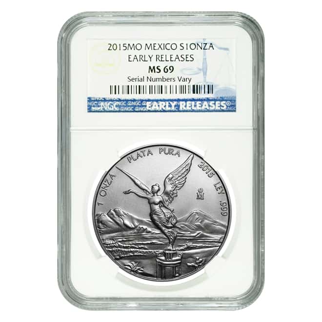 2015 1 oz Mexican Silver Libertad NGC MS 69 Early Releases