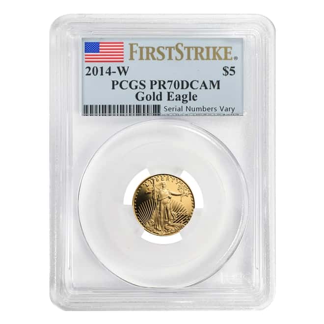 2014 W 1/10 oz $5 Proof Gold American Eagle PCGS PF 70 DCAM First Strike