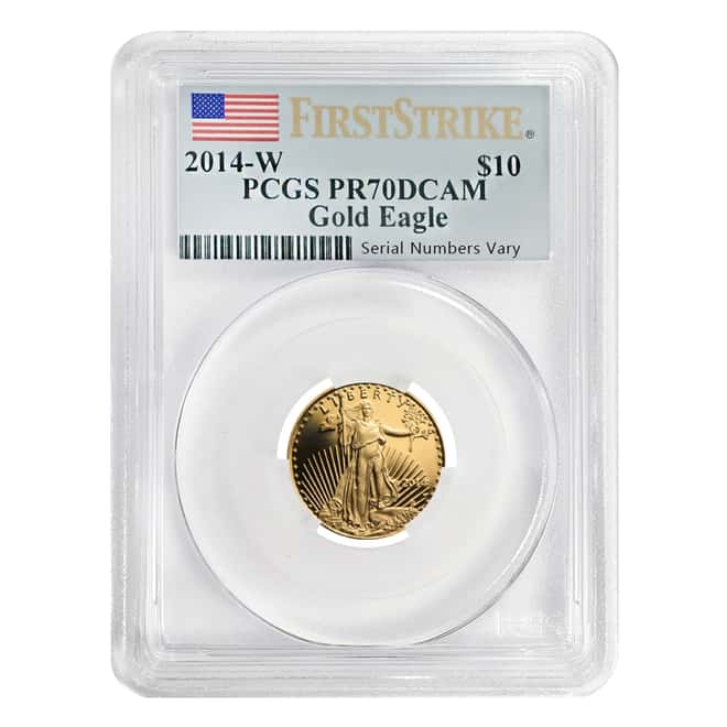 2014 W 1/4 oz $10 Proof Gold American Eagle PCGS PF 70 DCAM First Strike