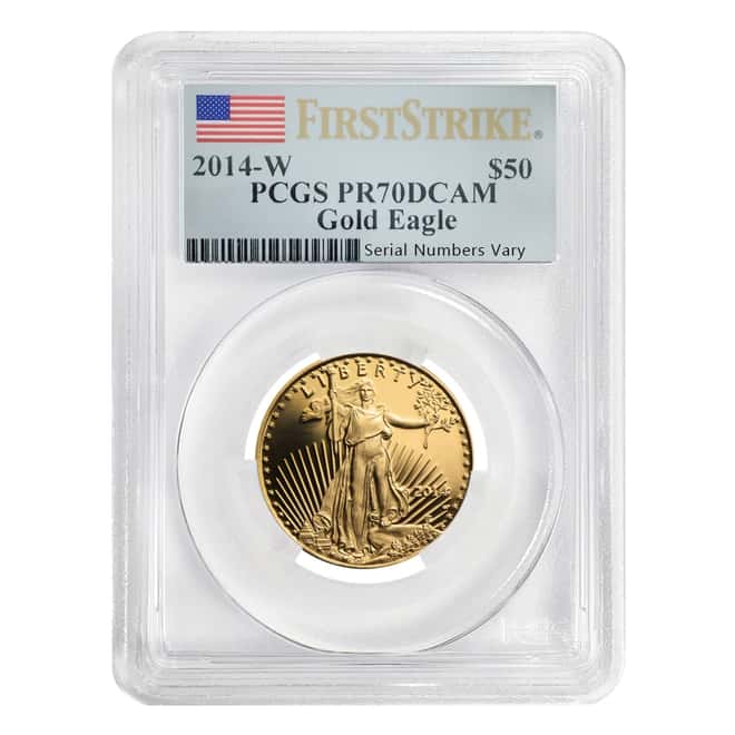 2014 W 1 oz $50 Proof Gold American Eagle PCGS PF 70 DCAM First Strike