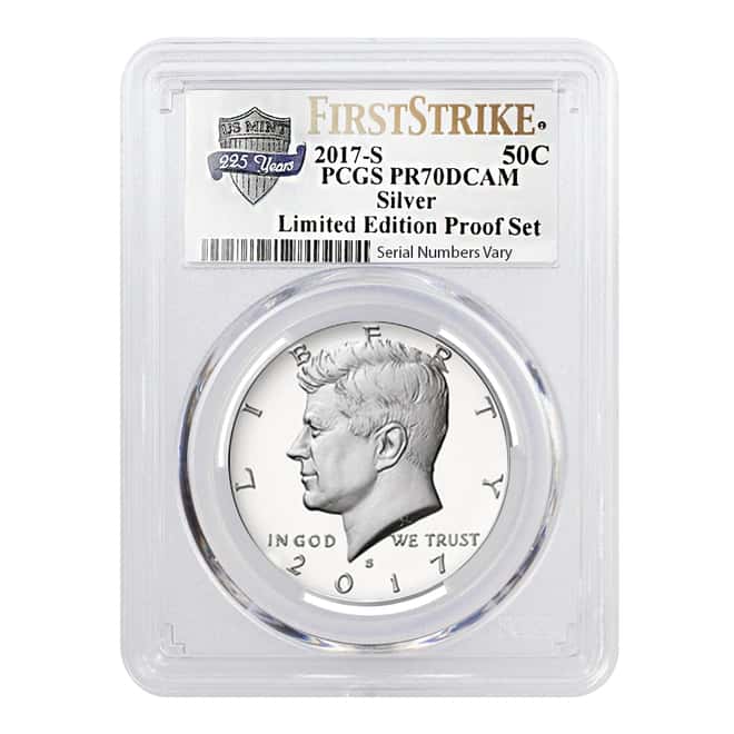 2017 S Proof Silver American Eagle/Kennedy Half Dollar Limited Edition PCGS PF 70 FS (225th Annv.)