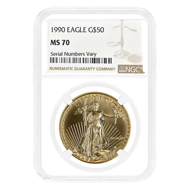 1990 1 oz Gold American Eagle $50 Coin NGC MS 70
