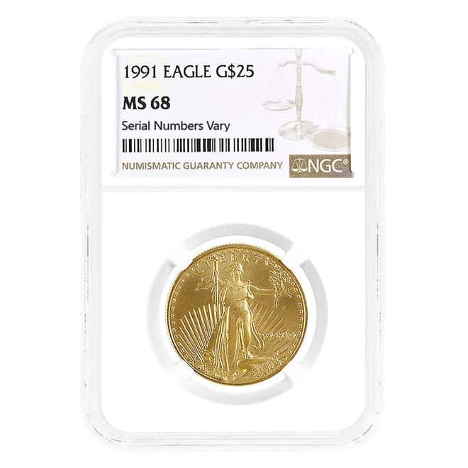 1991 1/2 oz $25 Gold American Eagle NGC MS 68