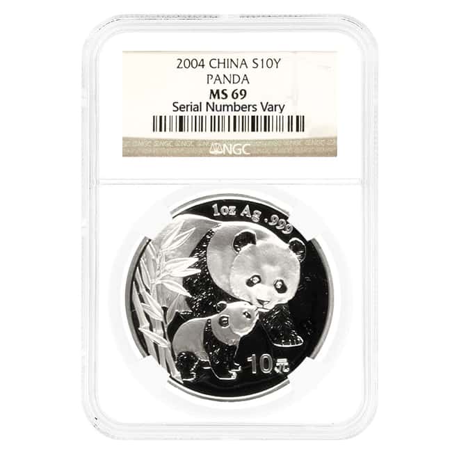 2004 1 oz Chinese Silver Panda 10 Yuan NGC MS 69