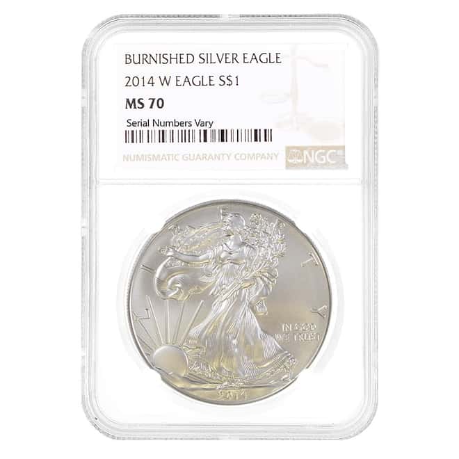 2014 W 1 oz Burnished Silver American Eagle $1 Coin NGC MS 70