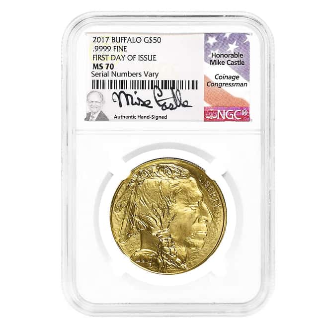 2017 1 oz Gold American Buffalo NGC MS 70 FDOI (Mike Castle)