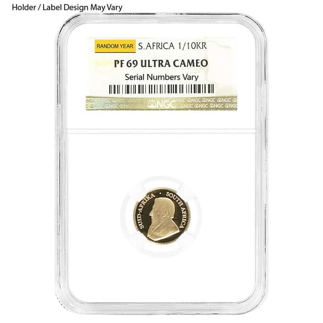 South Africa 1/10 oz Proof Gold Krugerrand NGC PF 69 (Random Year)