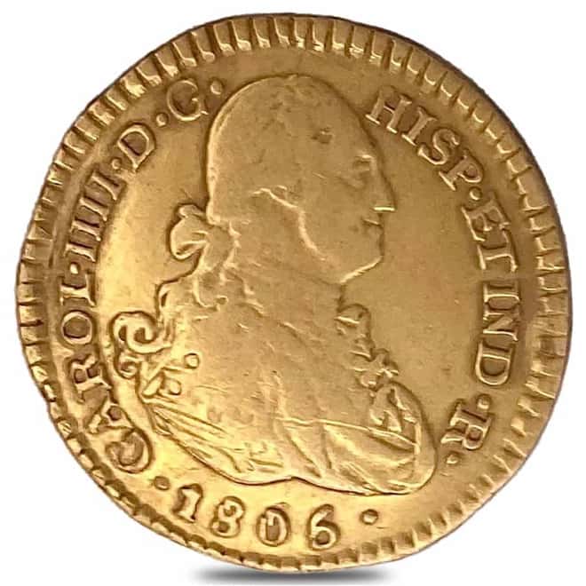 Spain 1 Escudo Gold Coin AGW .0955 oz Cleaned (1788 - 1807, Random Year)