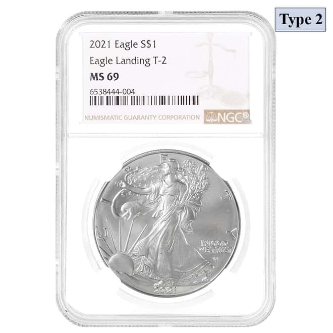 2021 1 oz Silver American Eagle Type 2 NGC MS 69