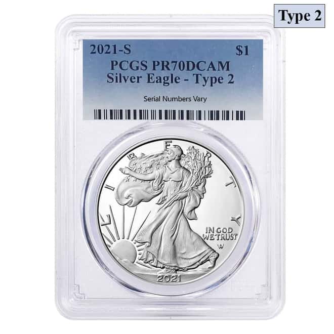 2021-S 1 oz Proof Silver American Eagle Type 2 PCGS PF 70 DCAM