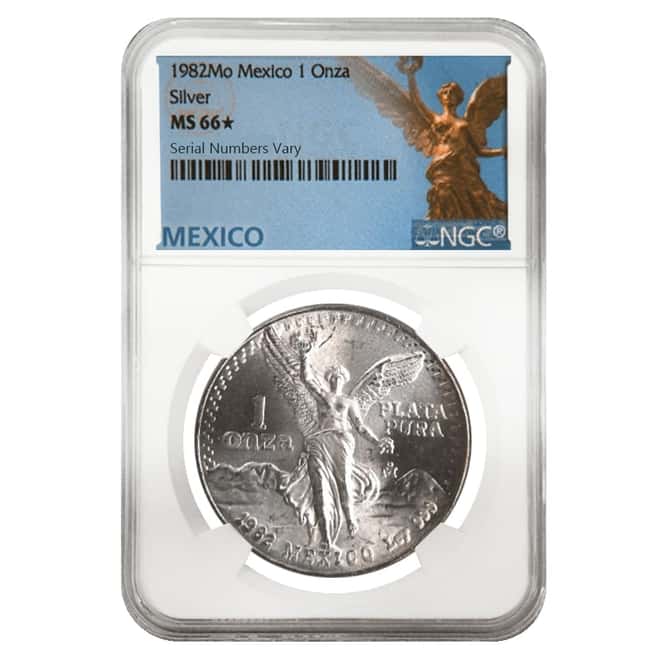 1982 1 oz Silver Mexican Libertad NGC MS 66* 