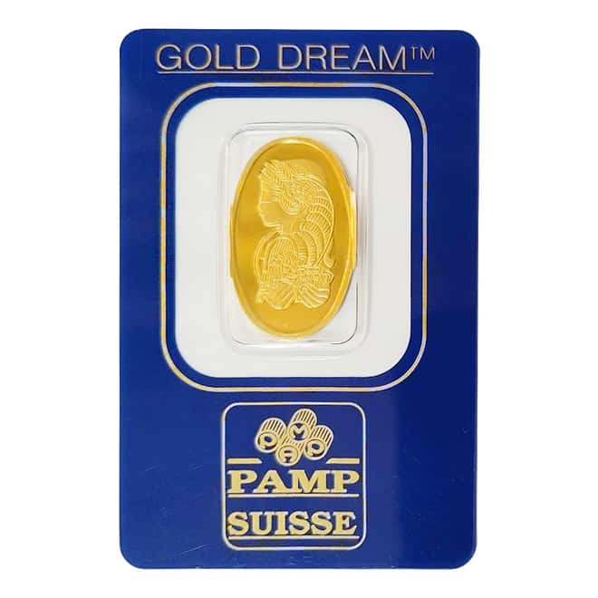 Vintage Assay - 2.5 gram Gold PAMP Suisse Lady Fortuna Oval Bar .9999 Fine