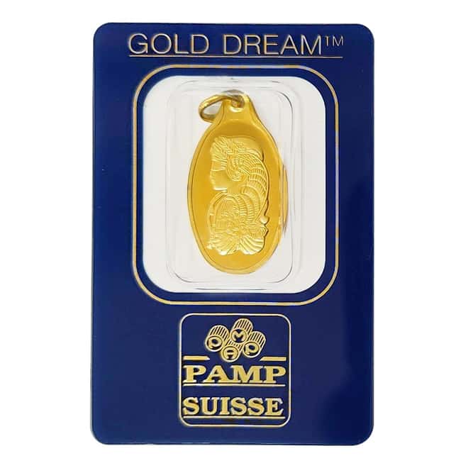 Vintage Assay - 2.5 gram Gold PAMP Suisse Lady Fortuna Oval Pendant .9999 Fine