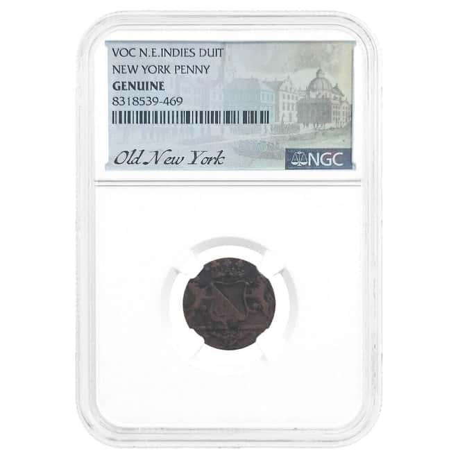 1790 VOC N.E.INDIES DUIT New York Penny NGC Genuine